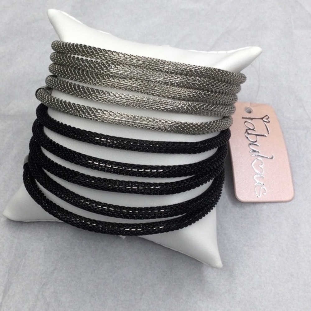 Black And Silver Snake Style Wrap Bracelet